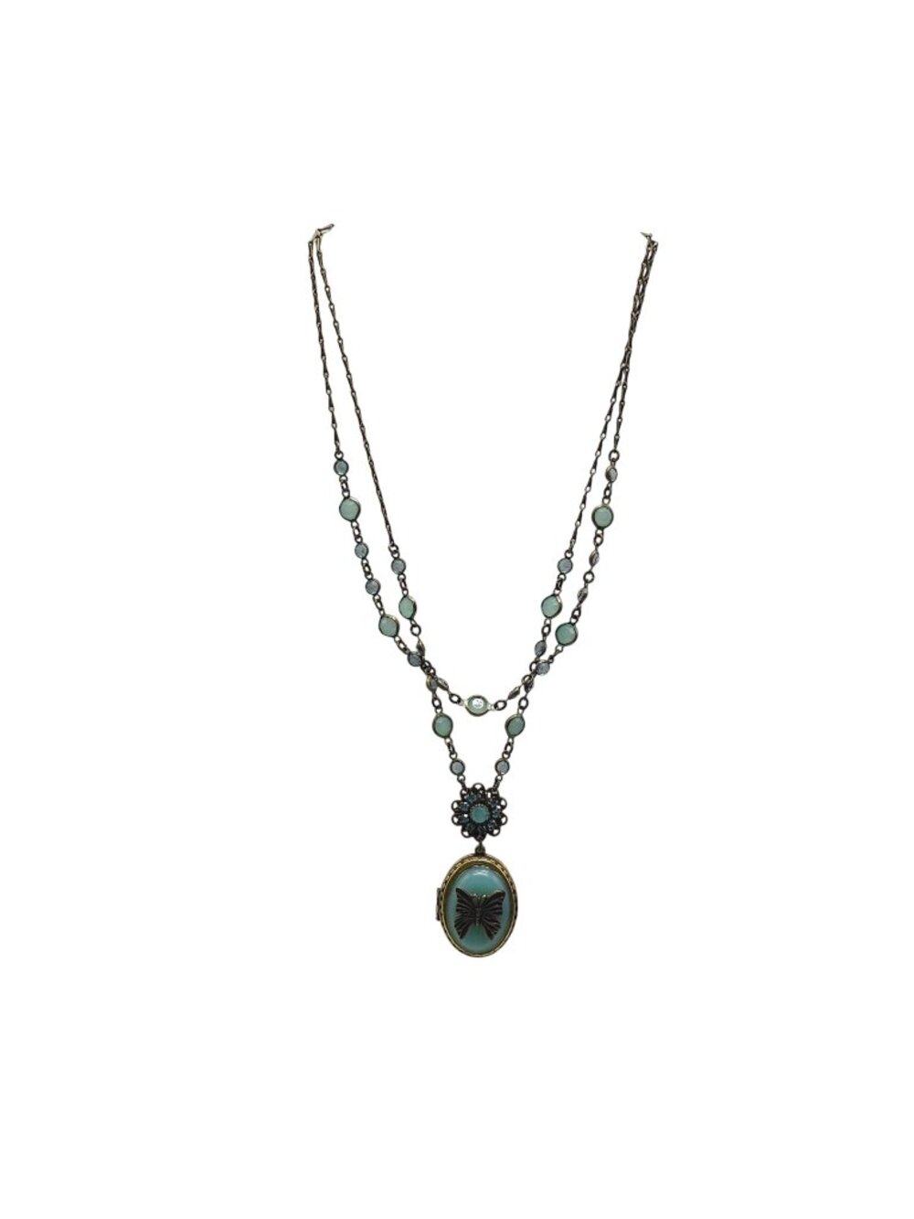 Nina Ricci Avon Vintage Butterfly Locket Necklace Blue New in Box